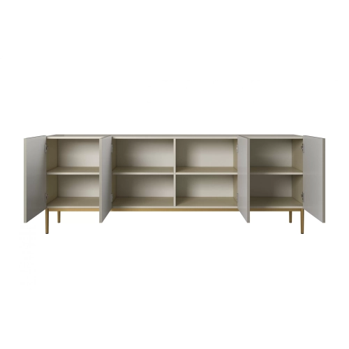 Komoda Nicole 200 cm na metalowych nogach - kaszmir / złote nóżki